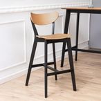 Roxby Barstool - Set of 2 - Oak and Black - with Back