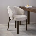Darlene Dining Chair - Set of 2 - Beige Fabric - with Smoked Legs