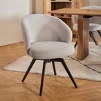 Darlene Swivel Dining Chair - Set of 2 - Beige Fabric