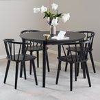 Montreux Round Dining Set - 4 Seater - 115cm - Black - with 4 Ida Spindle Dining Chairs
