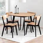 Roxby Round Dining Set - 4 Seater - 105cm - Oak and Black