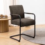 Adele Cantilever Dining Armchair - Set of 2 - Anthracite Fabric