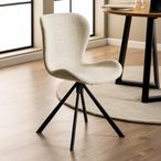 Batilda Swivel Dining Chair - Set of 2 - Cream Boucle Fabric