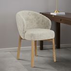 Darlene Dining Chair - Set of 2 - Beige Fabric - with Oak Legs