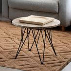 Prunus Side Table - Round - Brown Marble - with Black Hairpin Legs