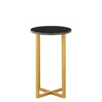 Templar Side Table - Round Tall - Green Marble and Gold
