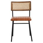 Buffalo Dining Chair - Tan Buffalo Leather with Cane Backrest - Set of 2