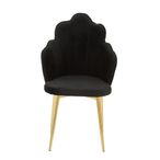 Tian Dining Chair - Set of 2 - Black Velvet Fabric with Gold Legs