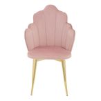 Tian Dining Chair - Set of 2 - Pink Velvet Fabric with Gold Legs