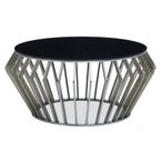 Ackley Coffee Table - Black Glass Round with Chrome Base