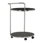 Ackley Drinks Trolley - Black Glass with Chrome - Italian