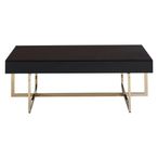 Ragusa Coffee Table - Black Glass with Gold Legs