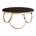 Ragusa Coffee Table - Black Glass Large Round with Ring Gold Base