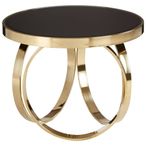 Ragusa Coffee Table - Black Glass Round with Ring Gold Base