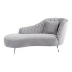 Rene Lounge Chaise - Right Arm - Grey Velvet Fabric with Chrome Legs