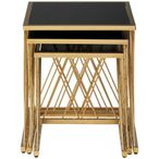 Arezzo Nest of Tables - Set of 3 - Black Glass with Gold