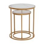 Colva Nest of Tables - Set of 2 - White Marble with Gold