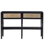 Corso Console Table - 2 Drawer - Black and Rattan