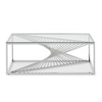 Amella Coffee Table - Glass with Silver Base
