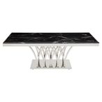 Arenza Coffee Table - Black Marble with Silver Base