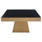 Carlox Coffee Table - Black Glass Square with Gold Base