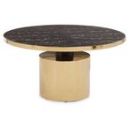 Oria Coffee Table - Black Marble Effect Round with Gold Base