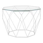 Shalimar Coffee Table - Glass Octagonal with Chrome Base