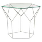 Shalimar Coffee Table - Glass Pentagonal with Chrome Base