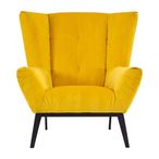 Maiko Armchair - Yellow Fabric with Black Metal Legs