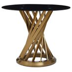 Anzio Dining Table - 2 Seater - 90cm - Round - Black Glass with Gold Base