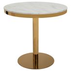 Azalea Dining Table - 2 Seater - 80cm - Round - White Marble with Gold Base