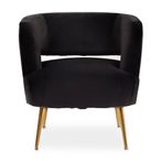 Larissa Accent Chair - Black Velvet Fabric with Gold Metal Legs