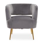 Larissa Accent Chair - Grey Velvet Fabric with Metal Legs