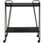 Trento Cart Table - Glass with Black Metal Base