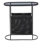 Trento Side Table - Glass Mesh with Black Metal Base