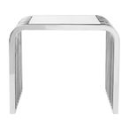 Vogue End Table - Glass and Chrome - Slatted Curved
