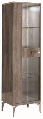 Matera Vitrine - 1 Door - LHF - Wood Grain Gloss