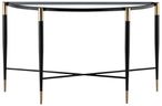 Harlinne Console Table - Clear Glass and Black - Half Moon