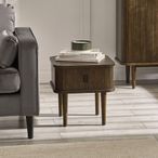 Arya Ribbed Dark Oak Side Table