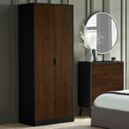 Alba Black and Walnut Wardrobe - 2 Door