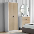 Alba White and Oak Wardrobe - 2 Door