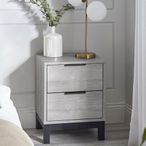 Bali Grey Oak Bedside Cabinet - 2 Drawer