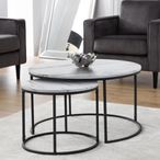 Bellini Nest of Coffee Tables - Set of 2 - Round - White Marble Effect