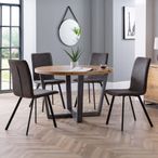 Brooklyn Dining Set - 4 Seater - 120cm - Round - 4 Monroe Chairs - Oak