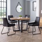 Brooklyn Dining Set - 4 Seater - 120cm - Round - 4 Soho Chairs - Oak