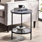 Chicago Lamp Table with Shelf - Round - Smoked Glass