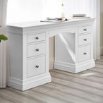 Clermont Double Dressing Table - 6 Drawer - White