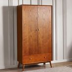 Lowry Double Wardrobe - 2 Door - 1 Drawer - Cherry Wood - Retro Style