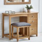 Mallory Dressing Table with Stool - 3 Drawer - Single - Oak