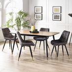 Findlay Dining Set - Walnut - 4-6 Seater - 160cm - Hadid Grey Chairs
